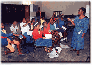 97 remedial teachers in the Northern Province have learned how to teach reading thanks to  READUCATE course. This teacher holds classes in her home. 
